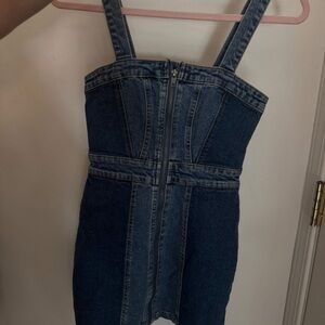 Denim Mini Dress with Straps